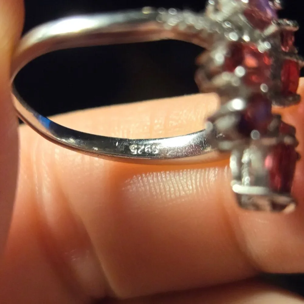 Red Stone Cocktail vintage sterling silver ring sz 8.5